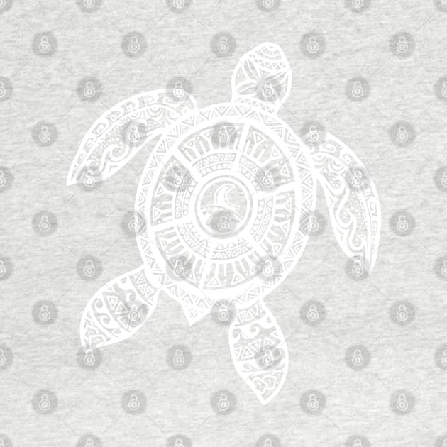 White Tribal Hawaiian Tattoo Boho Sea Turtle by Jitterfly